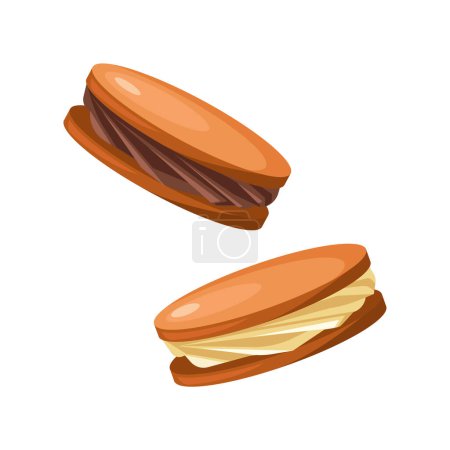 Illustration for Sandwich cookies with cream filling. - Royalty Free Image