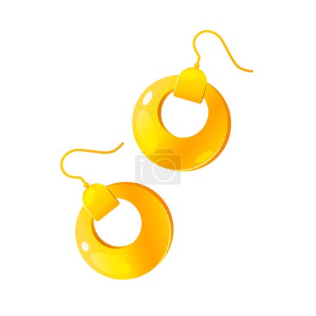 Beautiful golden earrings acessories isolated on a white background.
