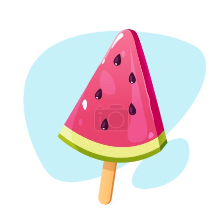 Cartoon watermelon ice cream isolated on white background.