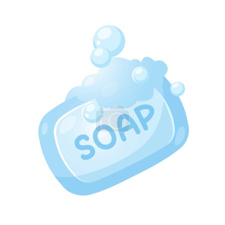 Ilustración de Ilustración vectorial con jabón de baño y espuma para el lavado de manos aislado sobre fondo blanco - Imagen libre de derechos