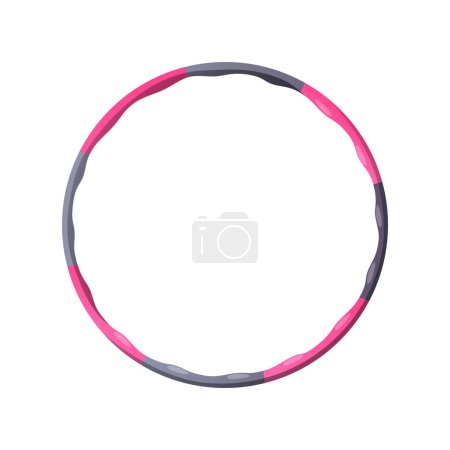 Vector hula hoop illustration in pink and grey colors for exercise, fitness.