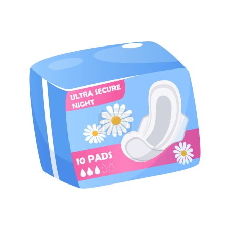 Illustration for Feminine hygiene product sanitary Pads in soft pack isolated on white background - Royalty Free Image