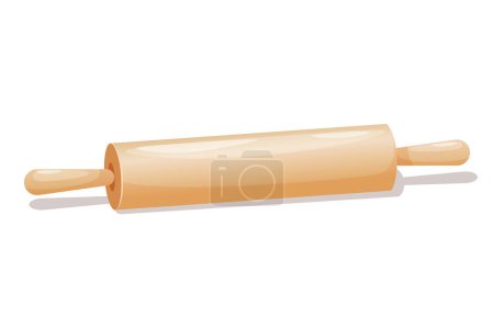 Vector wooden rolling pin element of kitchen tools for cooking and baking isolated on a white background.