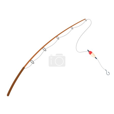 Fishing rod with a hook vector cartoon illustration isolated on a white background