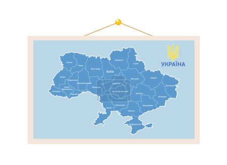 Detailed map of ukraine with cities and region's borders.