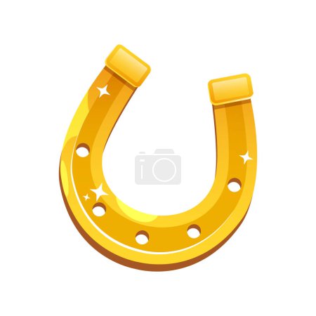 Golden horseshoe symbol of Good luck for St. Patrick's Day isolated on white background.