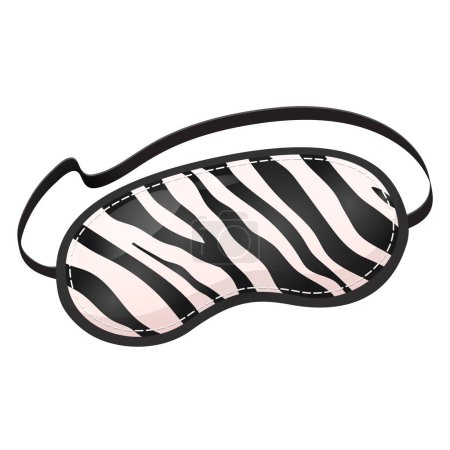 Cartoon Schlafmaskenzubehör mit Zebra-Print für entspannende Nachtruhe isoliert auf weißem Hintergrund