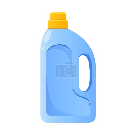 Plastic bottle for household chemicals, cleaners such as liquid laundry detergent, soap, disinfectant, bleach or another isolated on white background.