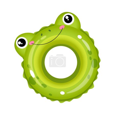 Bright swimming pool ring for kids in form of cartoon frog.