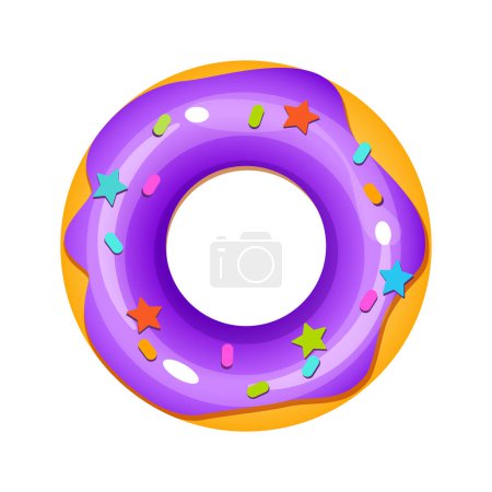 Bright swimming pool ring for kids in form of donut.