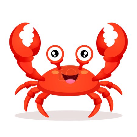 Lächeln lustige Krabben Cartoon-Figur isoliert auf weißem Hintergrund.