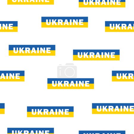 Modèle vectoriel sans couture avec des drapeaux ukrainiens jaune-bleu et du texte.