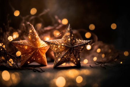 Foto de Concept.close temporada de saludo de los ornamentos sobre un árbol de Navidad con fondo decorativo claro. - Imagen libre de derechos