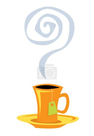 Illustration for Time to drink tea. Yellow cup with hot aromatic tea. Isolated image. - Royalty Free Image