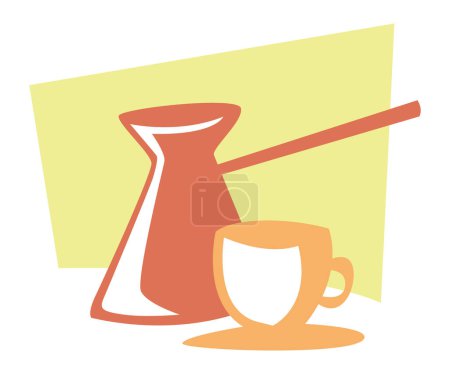logo pour café, bar. Cezve et une tasse de café.