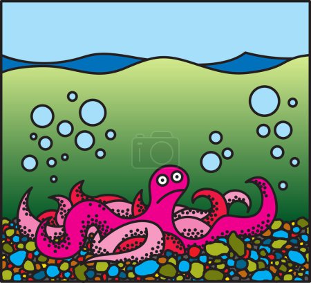 Unterwasserhaustier. Ein verwirrter Oktopus, der in einem Aquarium lebt.