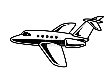 Business jet. Stilisierte Zeichnung eines Düsenflugzeugs. Isoliertes Bild