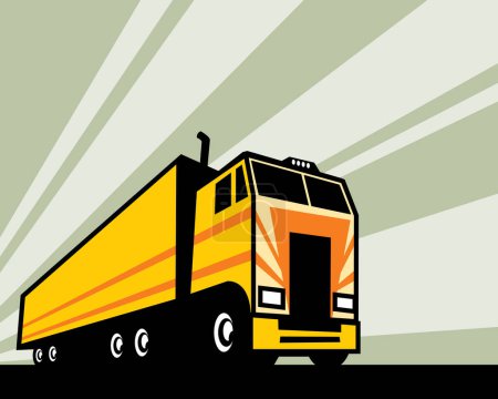 Illustration for The semi-trailer truck is in a hurry to deliver the goods - Royalty Free Image