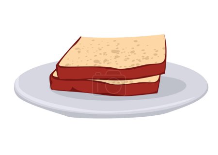 Slices of fresh bread on a plate. Isolated image. Vector image for prints, poster and illustrations.