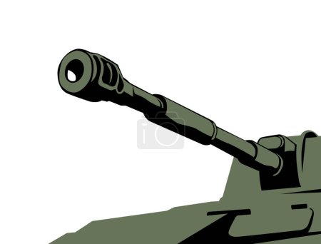 Big gun. Muzzle of a 2S1 Gvozdika self-propelled howitzer. Stylized image for prints, poster and illustrations.