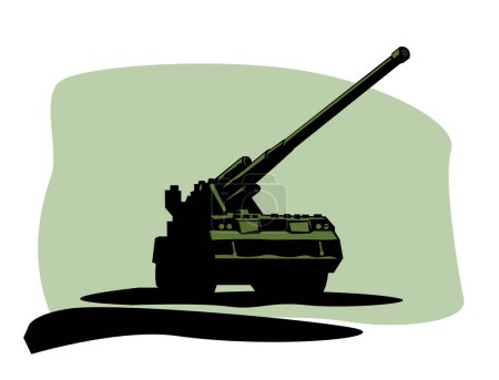 Big gun. 2S7 Pion self-propelled 203mm cannon. Vector image for prints, poster or illustrations.