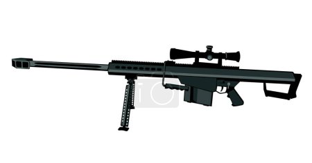 Barrett M82. Un outil de sniper moderne. Un fusil de sniper à visée télescopique. Image vectorielle pour gravures, affiches et illustrations.