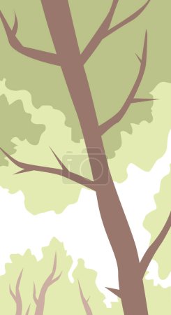 The sky peeks through the treetops. Forest. Big trees. Vector image for prints, poster and illustrations.