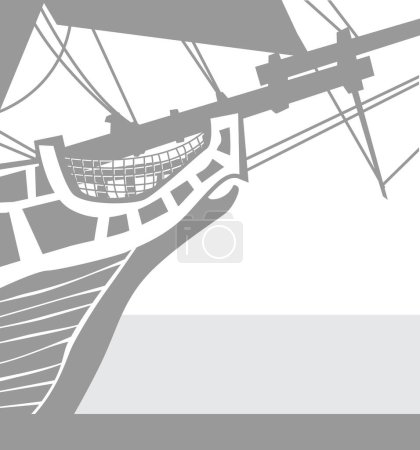 Ilustración de Oporto. Un viejo velero cerca del muelle. Forstevn. Imagen vectorial para impresiones, póster e ilustraciones. - Imagen libre de derechos