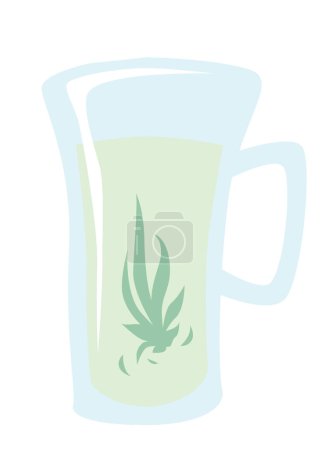 Illustration for Refined green tea in a transparent glass. Vector image for prints, poster and illustrations. - Royalty Free Image