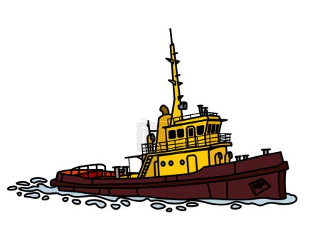 Schlepper. Hafenschlepper. Unterstützen Sie Schlepper. Ein kleines Hilfsschiff. Vektorbild für Drucke, Poster und Illustrationen.