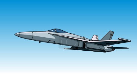 Téléchargez les illustrations : F-18 Hornet. Avion de combat moderne. Un personnage de bande dessinée. Image vectorielle pour gravures, affiches et illustrations. - en licence libre de droit
