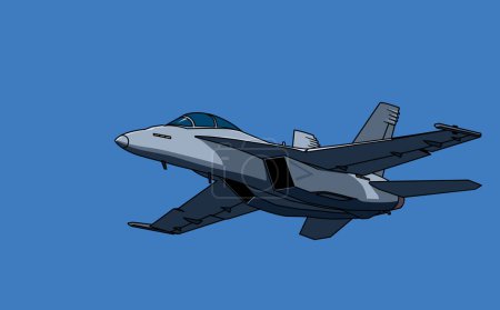 Téléchargez les illustrations : F-18F Super Hornet. Avion de combat moderne. Image vectorielle pour gravures, affiches et illustrations. - en licence libre de droit