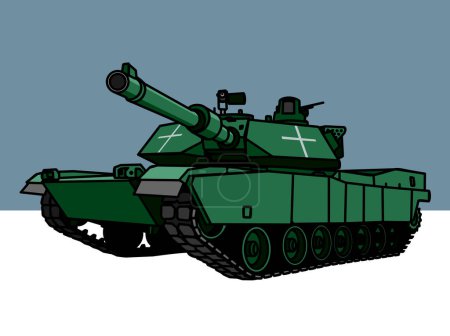 Char de combat ukrainien Abrams M1. Un véhicule de combat moderne. Image vectorielle pour gravures, affiches et illustrations.
