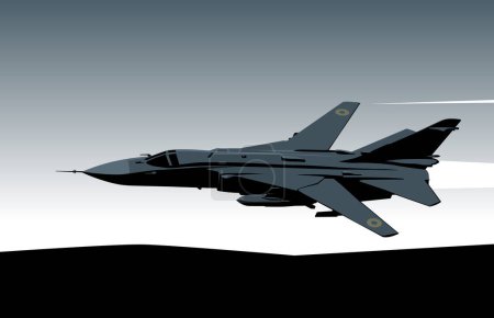 Ukrainian Sukhoi SU-24 with Storm Shadow cruise missile. Low level strike. Fighter bomber strike aircraft in night sky.