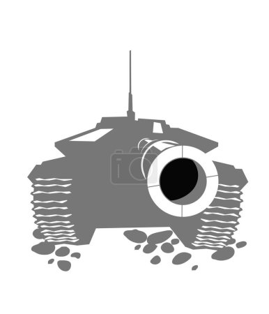 Illustration for Big gun. Cartoon image of modern main battle tank. Vector image for illustrations. - Royalty Free Image
