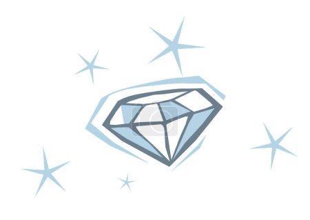 Illustration for Shining diamond. Game of light. Graphic drawing of jewelry. Vector image for illustrations. - Royalty Free Image