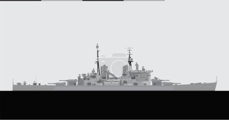 Illustration for HMS VANGUARD 1946. Royal Navy battleship. Vector image for illustrations and infographics. - Royalty Free Image
