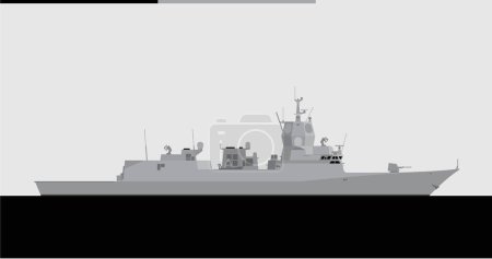 Illustration for Fridtjof Nansen-class frigate. Royal Norwegian Navy. Vector image for illustrations and infographics - Royalty Free Image