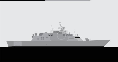 Ilustración de LCS-1. Nave de combate litoral de clase Freedom. Imagen vectorial para ilustraciones e infografías - Imagen libre de derechos