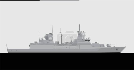 Illustration for F125 Baden Wurttemberg class. German navy frigate. Vector image for illustrations and infographics - Royalty Free Image