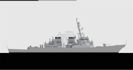 Téléchargez les illustrations : ARLEIGH BURKE Classe de vol I. Destructeur de missiles guidé par l'US Navy. Image vectorielle pour illustrations et infographies. - en licence libre de droit