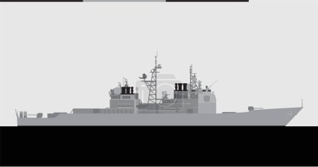 Téléchargez les illustrations : Classe TICONDEROGA. Croiseur de missiles guidé par l'US Navy. Image vectorielle pour illustrations et infographies. - en licence libre de droit
