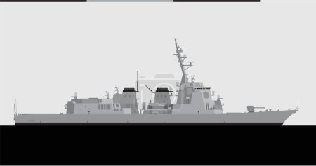 ATAGO class. Japan navy guided missile destroyer. Vector image for illustrations and infographics.