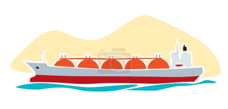 Frachter. LNG-Träger. Flüssigerdgastanker. Seeanlieferung. Vektorbild für Drucke, Poster und Illustrationen.