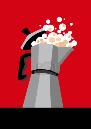 Graphic drawing of a geyser coffee maker. Vector image for illustrations.