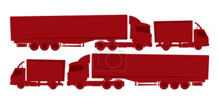 Illustration for Heavy traffic. Trucks. Lorry. Big truck with a trailer. Transportation. Logistics. Vector image for prints, poster and illustrations. - Royalty Free Image