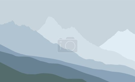 Schneebedeckte Berggipfel. Großes Gebirge. Vektorbild für Drucke, Poster und Illustrationen.