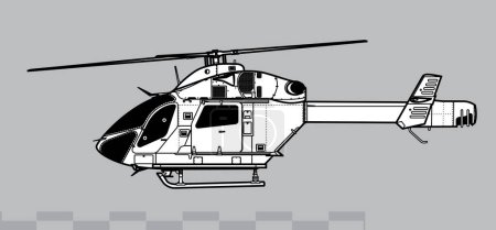 Illustration for MD Helicopters MD 900 Explorer. Light utility helicopter with NOTAR system. Side view. Image for illustration and infographics. - Royalty Free Image