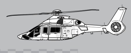 Illustration for Airbus Helicopters H160M. Medium utility helicopter. Side view. Image for illustration and infographics. - Royalty Free Image