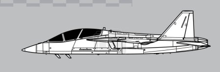 Téléchargez les illustrations : Boeing Saab T-7A Red Hawk. Boeing T-X. Dessin vectoriel de l'avion d'entraînement avancé supersonique. Vue latérale. Image pour illustration et infographie. - en licence libre de droit